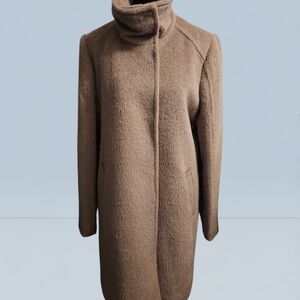 Cole Haan Light Brown Camel Wool Coat Size 10 Convertible Collar